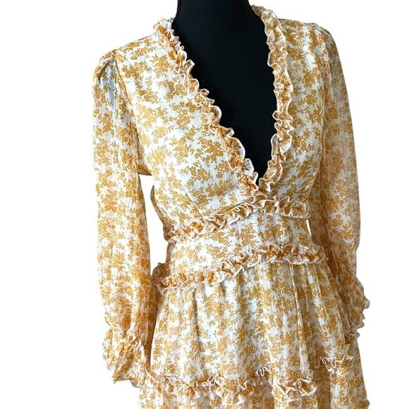 Saint + Secrets Women Dress Small Romantic Coquette Ruffle Ditsy Floral - Picture 4 of 13